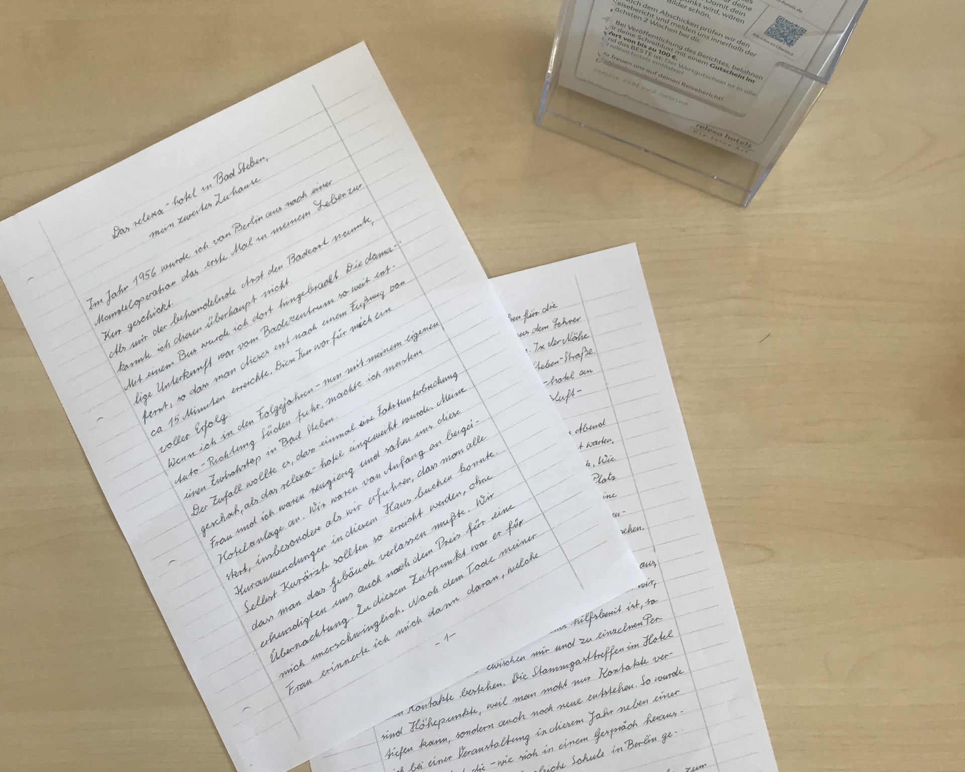 handgeschriebener Reisebericht von Günter